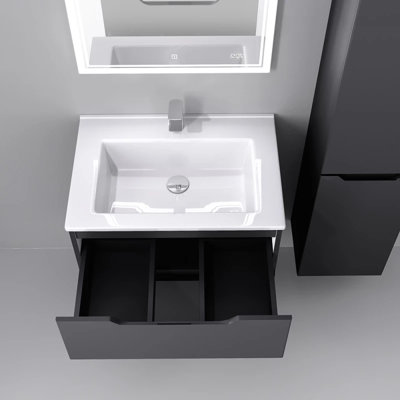 Зеркальный шкаф 60x80,1 см серый Jorno Slide Sli.03.60/A