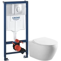 Комплект подвесной унитаз Art&Max Elegant AM9316CHR/SC + система инсталляции Grohe 38721001