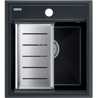 Кухонная мойка Paulmark Stepia PM114651-BLM+A375-BS 46x51 см, черный металлик