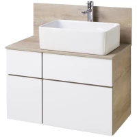 Тумба с раковиной дуб эндгрейн/белый матовый 80 см Акватон Мишель 1A2445K1MIX40