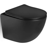 Унитаз подвесной SantiLine SL-5005T-MB безободковый, торнадо, с сиденьем микролифт, черный матовый