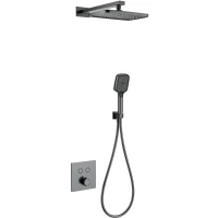 Душевой комплект Wonzon & Woghand WW-D2017-B-BGG 300x200 мм, с термостатом, темный графит матовый