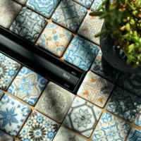 Душевой трап (лоток) Rea Neox Slim Pro REA-G2711 90 см, с решеткой, щелевой, черный матовый