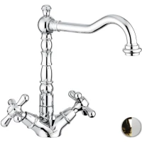 Смеситель для раковины Emmevi Deco Old 12613/BO с донным клапаном, золотой/белый