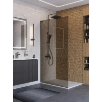 Душевая перегородка BelBagno Uno UNO-L-1-TB-100-BR-GM 100 см, профиль оружейная сталь матовый, стекло бронза