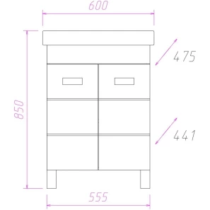 Изображение товара комплект мебели белый глянец 60 см onika балтика 106035 + 1wh302082 + 205815