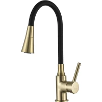 Смеситель для кухни Frap F4044-3 с гибким изливом, золотой матовый