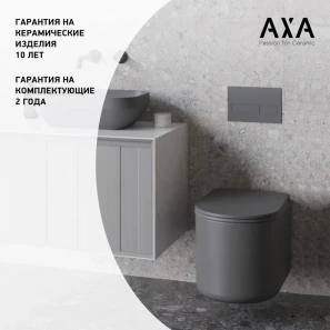 Изображение товара унитаз подвесной axa delano wcwh9001009 безободковый, с сиденьем микролифт, серый матовый