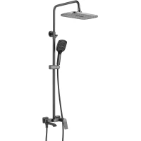 Душевая система Shevanik S4136T 320x210 мм, со смесителем, оружейная сталь