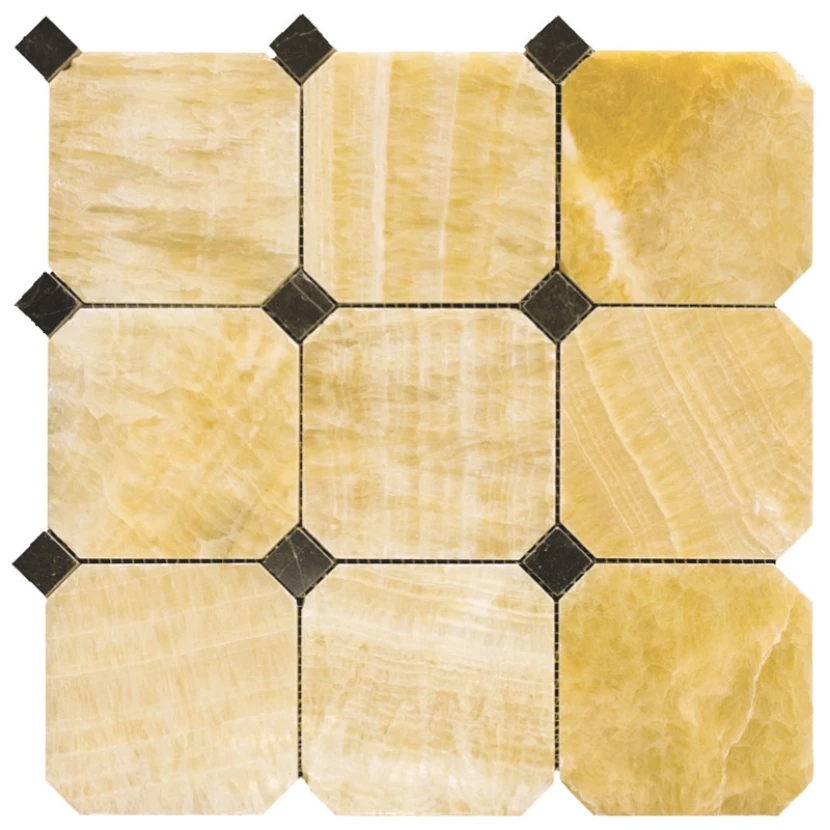 Мозаика Natural Octagon M073 M076-BP10 Оникс, Мрамор желтый, коричневый 30,5x30,5