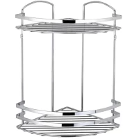 Полка для ванной Tekno-tel LM008 24x24 см, угловая, двойная, хром