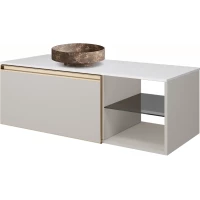 Тумба с раковиной Armadi Art Quatro Cashmere 790-M6-120-CM-MG + 792-120-W + 801-ED 121 см L , подвесная, со столешницей, кашемир матовый