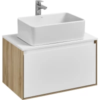 Тумба с раковиной дуб эльвезия/белый глянец 69 см Акватон Либерти 1A2798K1LY010
