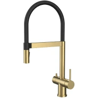 Смеситель для кухни Wonzon & Woghand WW-8020306-BG с подключением к фильтру, гибким изливом, золотой матовый
