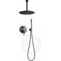 Душевой комплект Filarete Roun FL1024BG 300 мм, со смесителем, графит