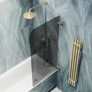 Изображение товара шторка на ванну maybahglass mgv-654-3 70,5 см, профиль золотой матовый, стекло графитовое