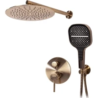 Душевой комплект Hansberge H6090BR 300 мм, со смесителем, бронза