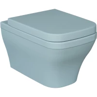 Унитаз подвесной Ambassador Benefit 203T20801R-202T20801 безободковый, с сиденьем микролифт, голубой матовый
