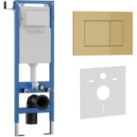 Инсталляция для унитаза Iberica Blanca Silencio Mini Esti-S IB.001M.854 с кнопкой смыва, золотой матовый