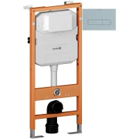 Инсталляция для унитаза Kludi Unifix 79101 + 30PP01O4 с кнопкой смыва, голубой матовый