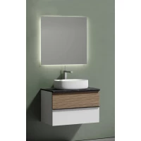 Комплект мебели Sancos Delta DL80W + TT80A1X + CN5023 + SQ800 80 см, подвесной, светлый дуб/белый матовый