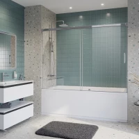 Шторка на ванну Cezares Tandem Soft TANDEM-SOFT-VF-2-200/145-C-Cr-IV 200 см, профиль хром, стекло прозрачное