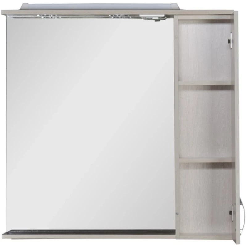 Зеркальный шкаф 90x87 см с подсветкой белый дуб Aquanet Донна 00169178