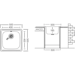 Изображение товара кухонная мойка полированная сталь ukinox гранд grp500.500 -gt8k -c