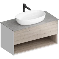Тумба белый глянец/дуб орегон 97,9 см Kerama Marazzi Plaza Modern PLB.M.100.1\OAK.O