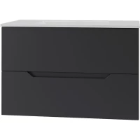 Тумба с раковиной Orange Line Li-80Tub+Ra 81,5 см, подвесная, черный матовый