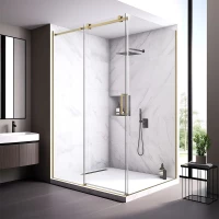 Душевой уголок Veconi Rovigo RV075G-180100-01-C4 180x100 см, профиль золотой матовый, стекло прозрачное