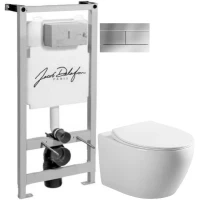 Комплект подвесной унитаз Art&Max Elegant AM9316CHR/SC + система инсталляции Jacob Delafon E5504-NF + E4316-CP