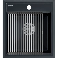 Кухонная мойка Paulmark Stepia PM114651-BLM+R375-BS 46x51 см, черный металлик