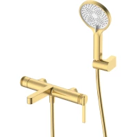 Смеситель для ванны DQ Bonn DA1703207 с душевым гарнитуром, золотой матовый
