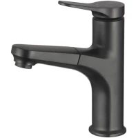 Смеситель для раковины D-Lin D158367-A с выдвижным изливом, черный матовый