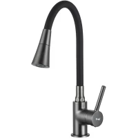 Смеситель для кухни Frap F4044-9 с гибким изливом, оружейная сталь