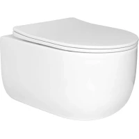 Унитаз подвесной GID Tr2133TF-WM безободковый, торнадо, с сиденьем микролифт, белый матовый
