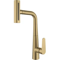 Смеситель для кухни Fmark FS8277C с выдвижным изливом, золотой матовый