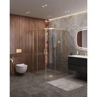 Душевой уголок Cezares Molveno MOLVENO-R-22-90+20-C-BORO-IV 110x110 см, профиль золотой матовый, стекло прозрачное