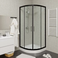 Душевой уголок Ceruttispa Viva 90B 88x88 см, профиль черный матовый, стекло прозрачное