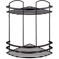 Полка для ванной Tekno-tel LM008B 24x24 см, угловая, двойная, черный матовый