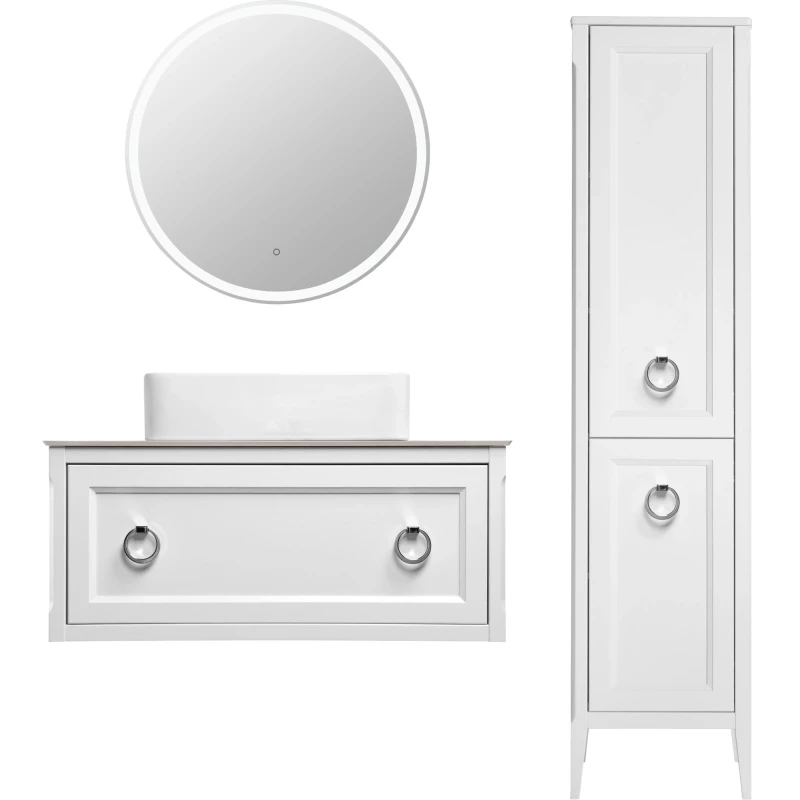 Комплект мебели белый матовый 100 см ASB-Woodline Рома