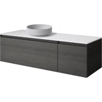 Тумба с раковиной Armadi Art Quatro Oak Antracite 790-M2-140-OA-A + 792-140-W + 801-MW 141 см L, подвесная, со столешницей, темный дуб