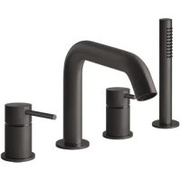 Смеситель на борт ванны Gessi Gessi316 54037#707 с душевым гарнитуром, черный хром матовый