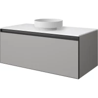 Тумба с раковиной Armadi Art Quatro Luna 790-M1-100-L-A + 792-100-W + 801-MW 101 см , подвесная, со столешницей, серый матовый