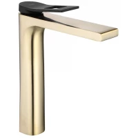 Смеситель для раковины Rea Soul REA-B9961 без донного клапана, золотой/черный матовый