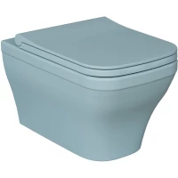 Унитаз подвесной Ambassador Benefit 203T20801R-202T20801S безободковый, с сиденьем микролифт, голубой матовый