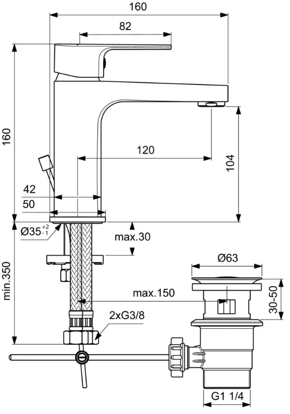 Смеситель для раковины с донным клапаном Ideal Standard Esla BC224AA - фото 2