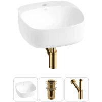 Раковина-чаша Wellsee Ideal 20214117R 42x42 см, накладная, белый матовый, с донным клапаном и сифоном