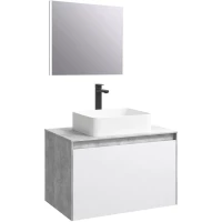 Комплект мебели бетон светлый/белый глянец 80 см Aqwella 5 Stars Mobi MOB0108BS + MOB0708W + 4640021064269 + SM0208